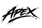 Black Apex graffiti logo with a transparent background